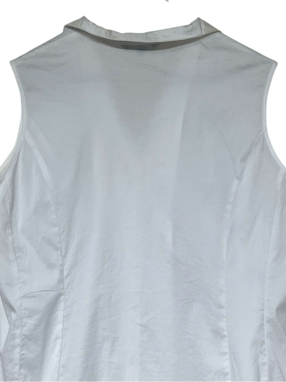 Misook white stretch cotton sleeveless collared button front top - Picture 4 of 9